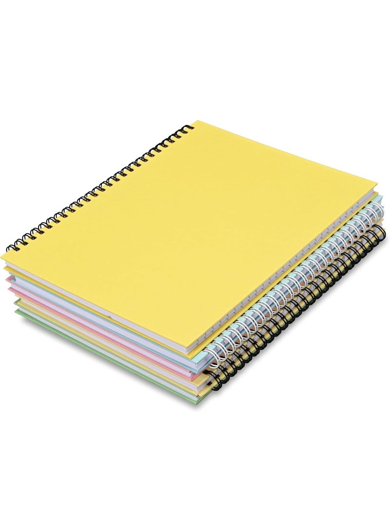 FIS Notebook 9x7" (230x184mm), Hard Cover, Double Loop Spiral Binding, 80 Sheets, White Paper, Single Ruled, Pack of 5 Assorted Pastel Colors, Ideal for School Essentials - FSNBS9X7PASST80 - Image 1